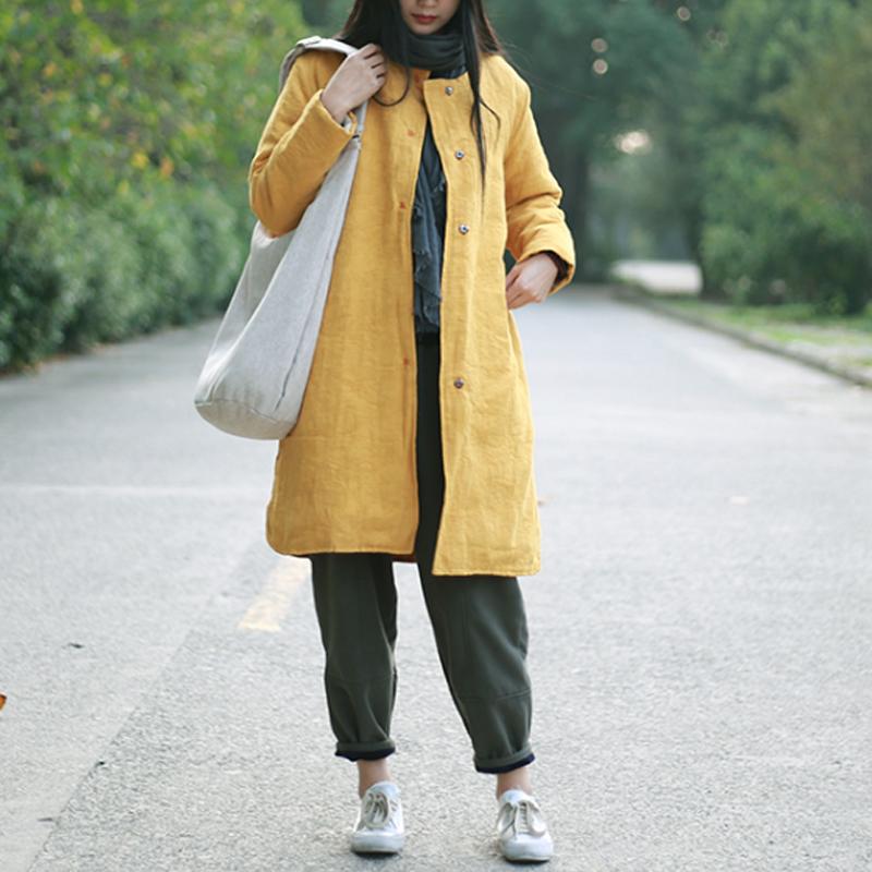 Jacquard Solid Long Cotton Pad Winter Coat