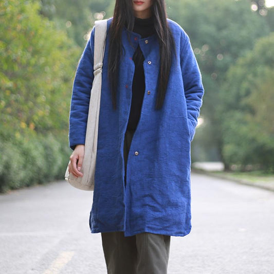 Jacquard Solid Long Cotton Pad Winter Coat
