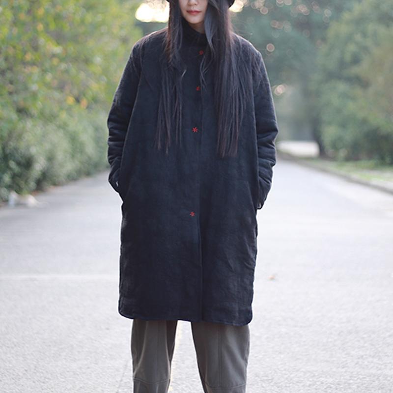 Jacquard Solid Long Cotton Pad Winter Coat