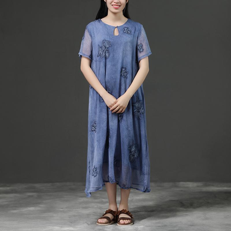 Jacquard Summer Purple Loose Casual Dress