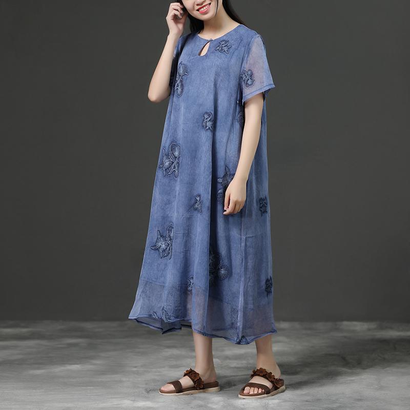 Jacquard Summer Purple Loose Casual Dress