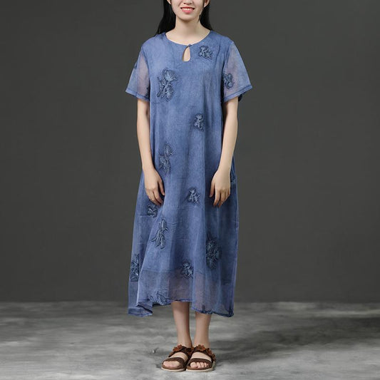 Jacquard Summer Purple Loose Casual Dress