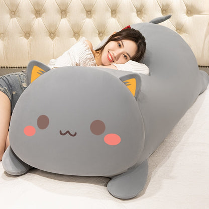 Kawaii Cat Plush Toy Stuffed  Lying Cat Pig Dog Pillow  Kids Toys Birthday Gift for Children