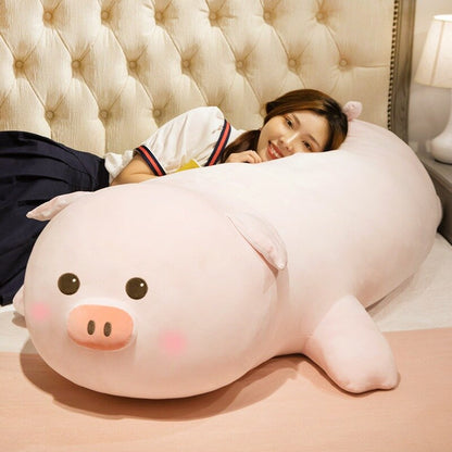 Kawaii Cat Plush Toy Stuffed  Lying Cat Pig Dog Pillow  Kids Toys Birthday Gift for Children