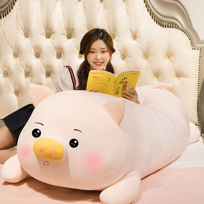 Kawaii Cat Plush Toy Stuffed  Lying Cat Pig Dog Pillow  Kids Toys Birthday Gift for Children