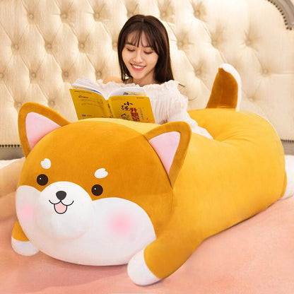 Kawaii Cat Plush Toy Stuffed  Lying Cat Pig Dog Pillow  Kids Toys Birthday Gift for Children