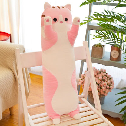 Kawaii Long Cat Pillow Cat Plush Toy skin Doll Soft Sleep Pillow Cute Nap Pillow Home Decor Birthday Gift for Girls