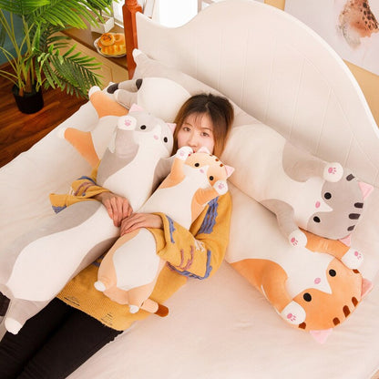 Kawaii Long Cat Plush Toys Animal Lovely Soft Pillow For Lady Girls Baby Sleeping Cushion Cartoon Dolls Christmas Birthday Gifts