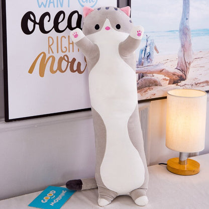 Kawaii Long Cat Plush Toys Animal Lovely Soft Pillow For Lady Girls Baby Sleeping Cushion Cartoon Dolls Christmas Birthday Gifts