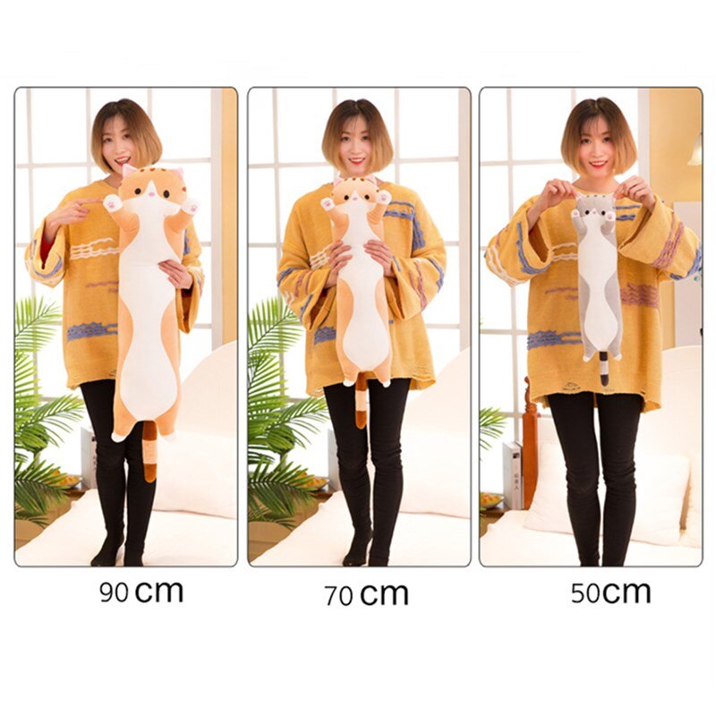 Kawaii Long Cat Plush Toys Animal Lovely Soft Pillow For Lady Girls Baby Sleeping Cushion Cartoon Dolls Christmas Birthday Gifts