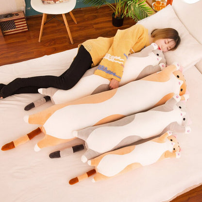 Kawaii Long Cat Plush Toys Animal Lovely Soft Pillow For Lady Girls Baby Sleeping Cushion Cartoon Dolls Christmas Birthday Gifts