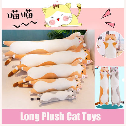 Kawaii Long Cat Plush Toys Animal Lovely Soft Pillow For Lady Girls Baby Sleeping Cushion Cartoon Dolls Christmas Birthday Gifts