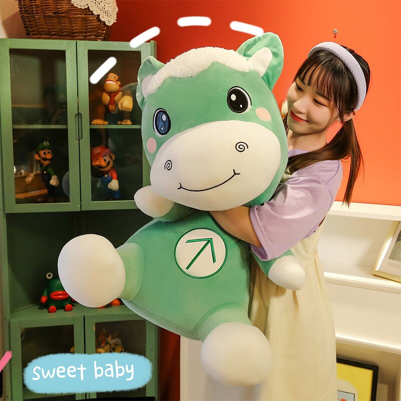 Kawaii Plush Toy Cute Green Horse Doll Cartoon Animal Pony Cloth Doll Pillow Car Bedroom Health Lucky Christmas/Birthday Gift