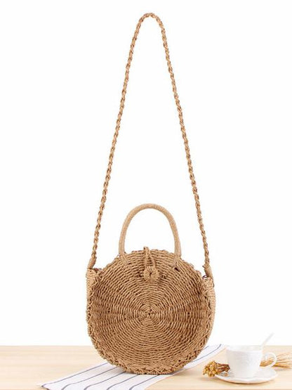 Round Straw Plaited Article Bohemia Bag