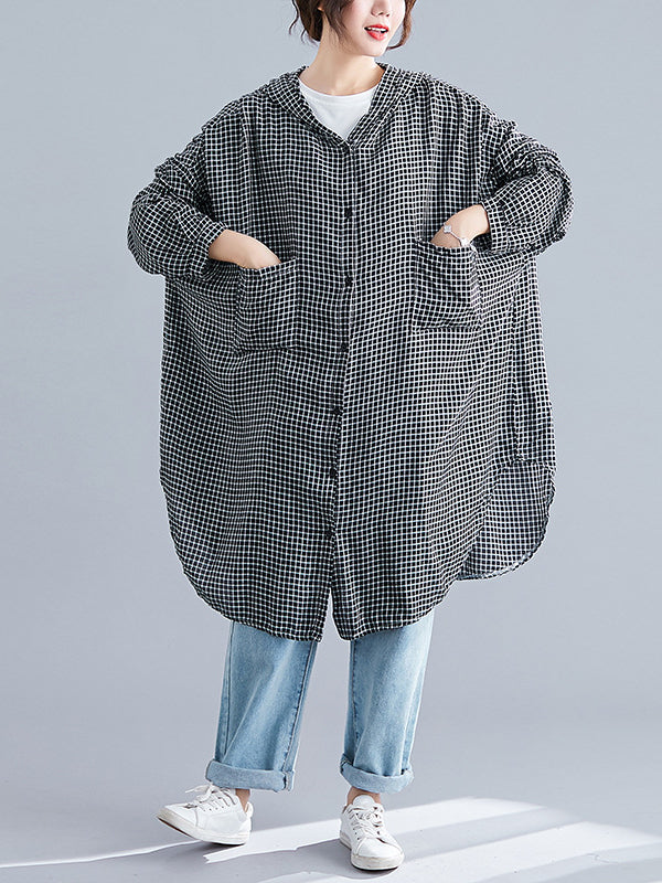 LOOSE RAMIE COTTON PLAID HOODIE OUTWEARS