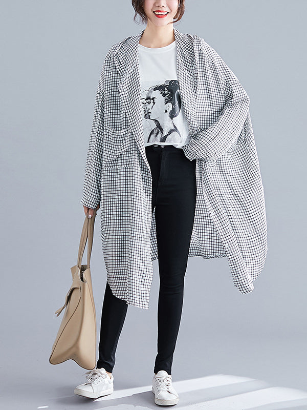 LOOSE RAMIE COTTON PLAID HOODIE OUTWEARS