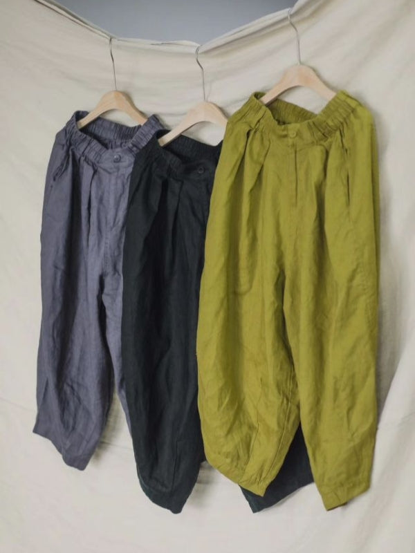 Loose Wide-leg Linen Pants