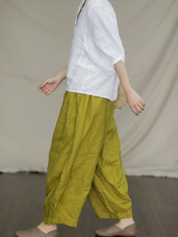 Loose Wide-leg Linen Pants
