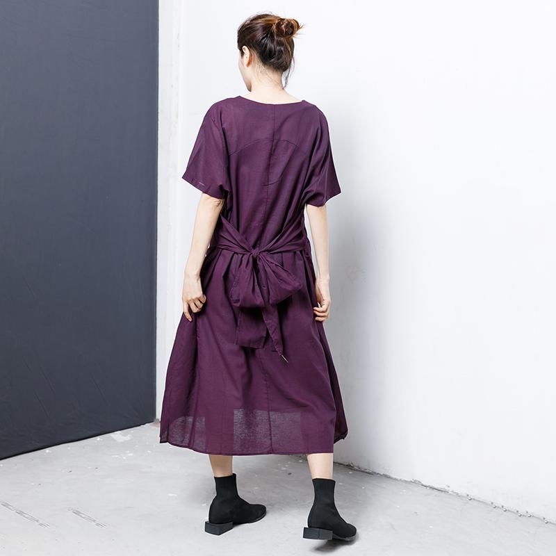 Lacing And Drawstring Solid Color Dress