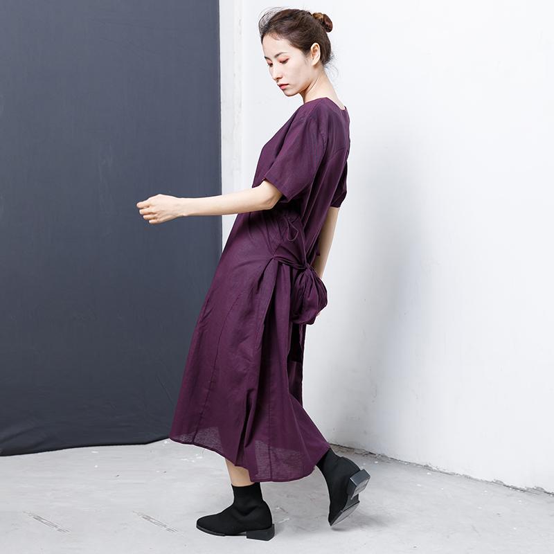 Lacing And Drawstring Solid Color Dress