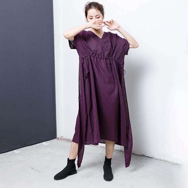 Lacing And Drawstring Solid Color Dress