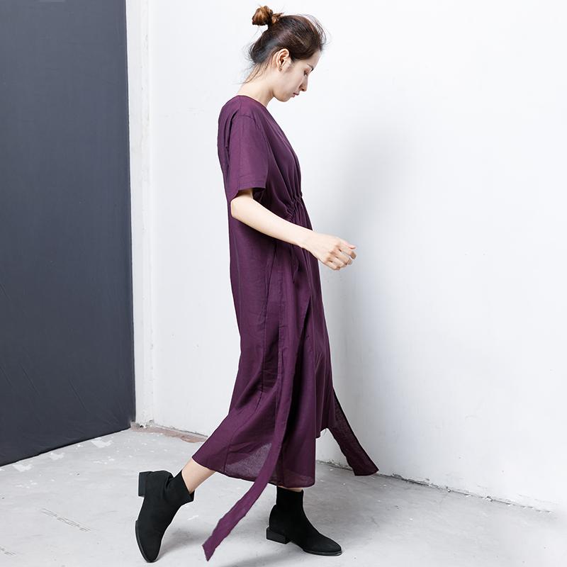 Lacing And Drawstring Solid Color Dress