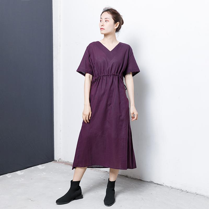 Lacing And Drawstring Solid Color Dress