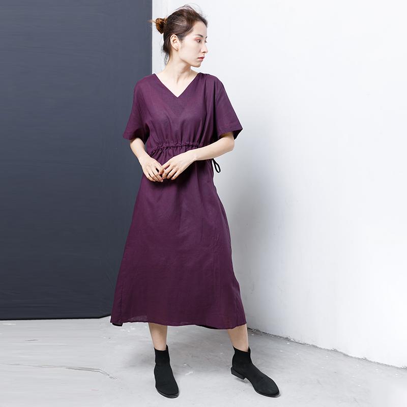 Lacing And Drawstring Solid Color Dress