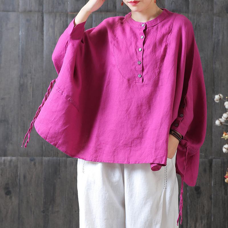Lacing Loose Batwing Sleeve Literary Blouse
