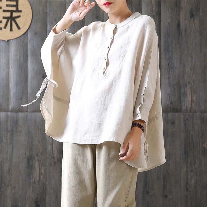 Lacing Loose Batwing Sleeve Literary Blouse