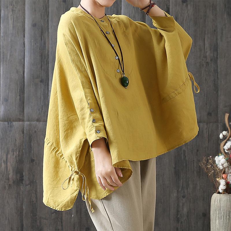 Lacing Loose Batwing Sleeve Literary Blouse