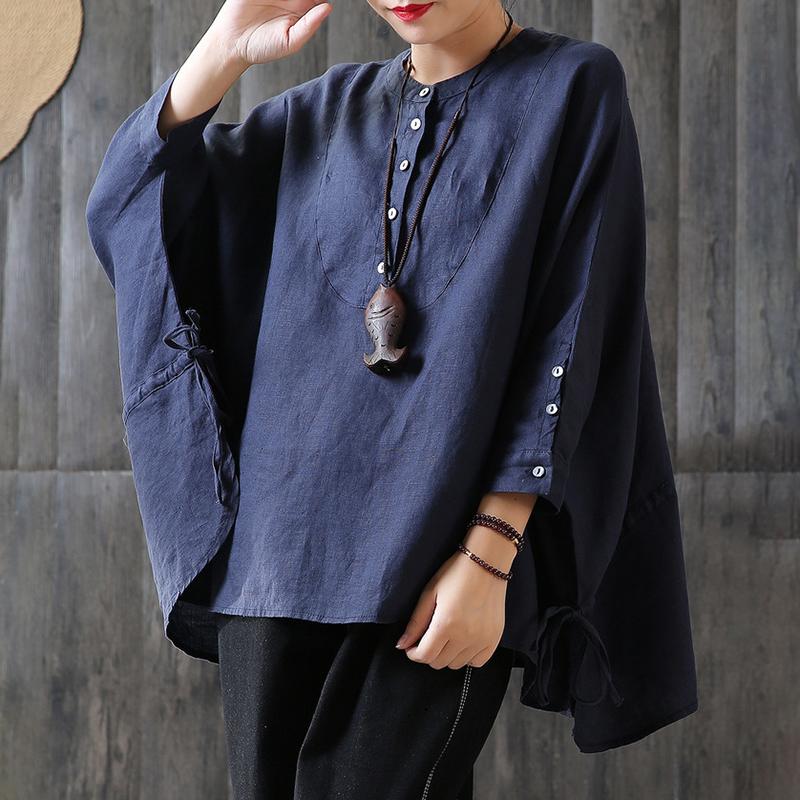 Lacing Loose Batwing Sleeve Literary Blouse
