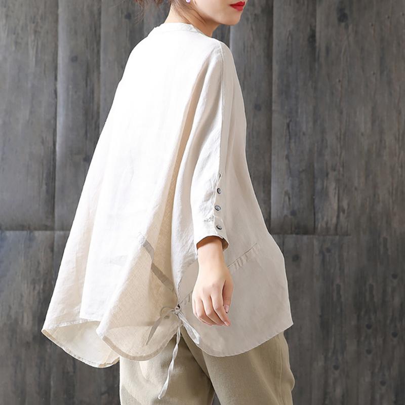 Lacing Loose Batwing Sleeve Literary Blouse
