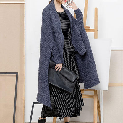 Lady Long Designed Cloak Cardigan Sweater