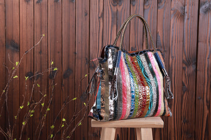 Lady's Fashion Western Style Colorful Handbag