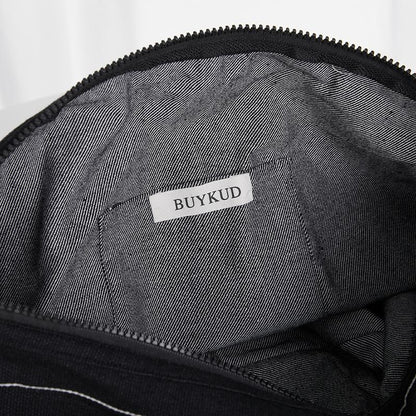 Large Capacity Black Stripe Durable Shoulder Bag