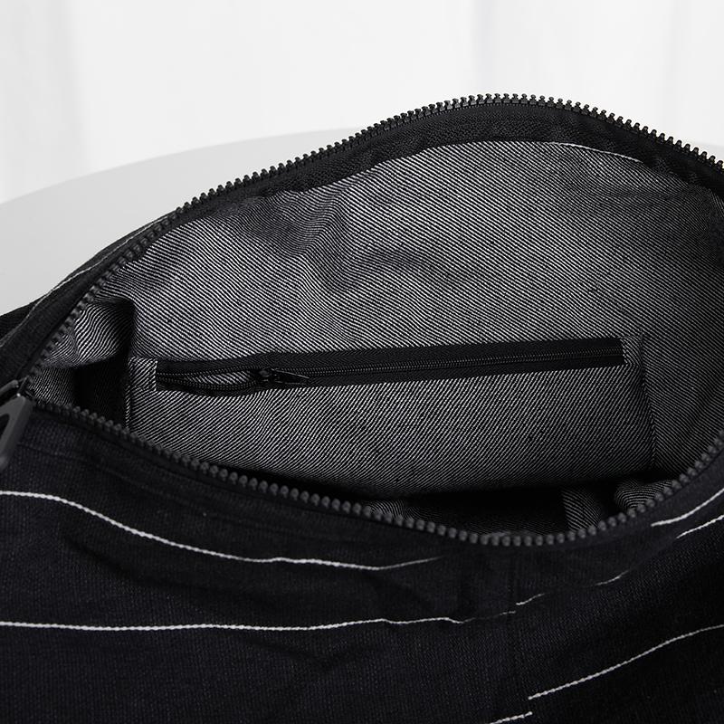 Large Capacity Black Stripe Durable Shoulder Bag