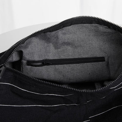 Large Capacity Black Stripe Durable Shoulder Bag
