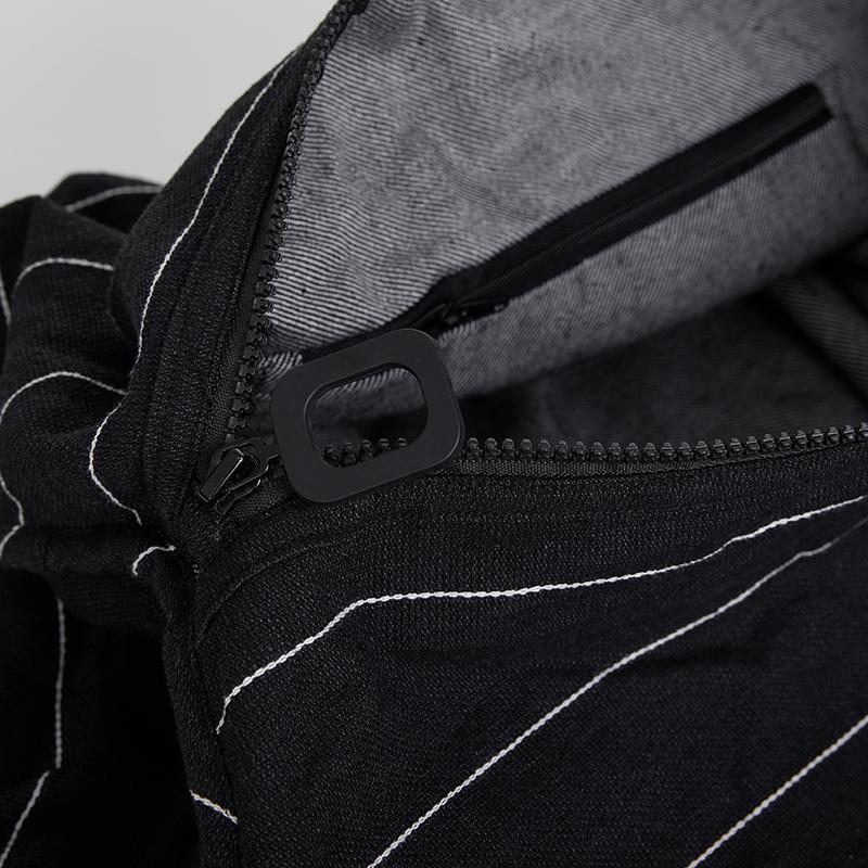 Large Capacity Black Stripe Durable Shoulder Bag