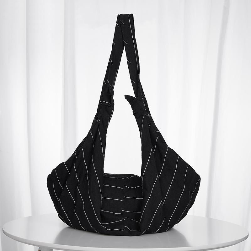 Large Capacity Black Stripe Durable Shoulder Bag