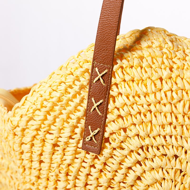 Large Capacity Seaside Round Hand-Knitted Shoulder Bag