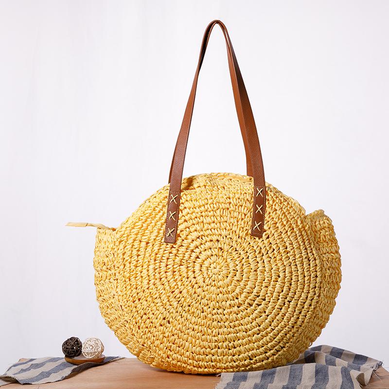 Large Capacity Seaside Round Hand-Knitted Shoulder Bag