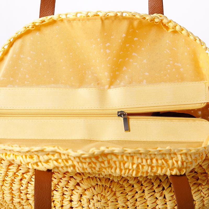 Large Capacity Seaside Round Hand-Knitted Shoulder Bag