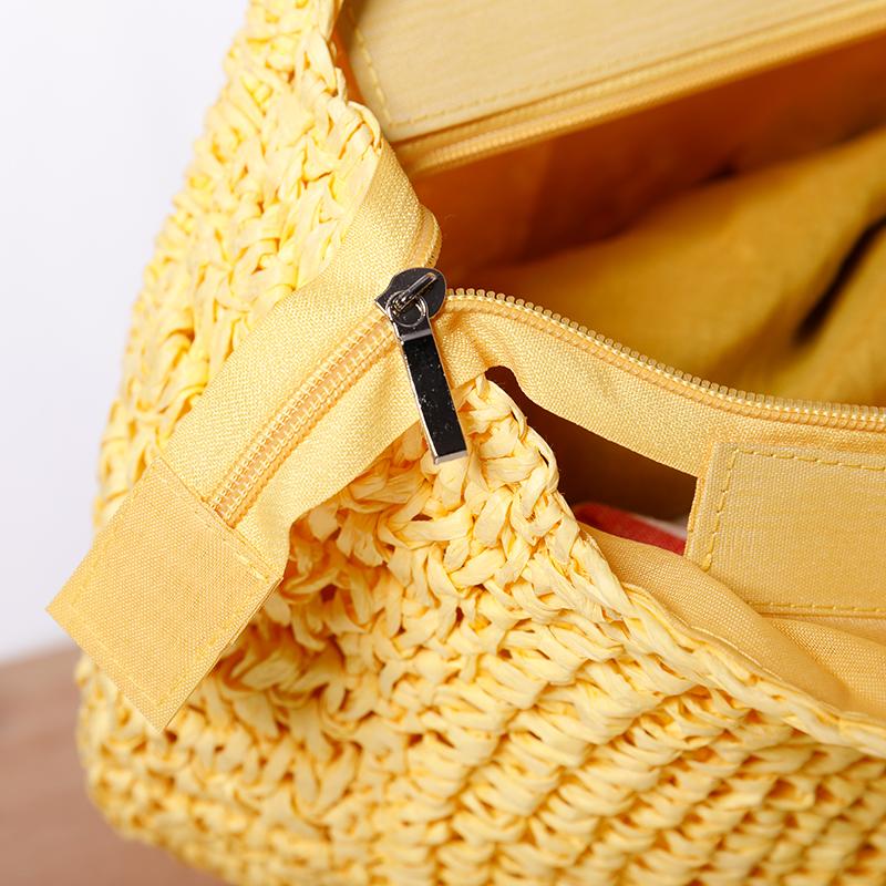 Large Capacity Seaside Round Hand-Knitted Shoulder Bag