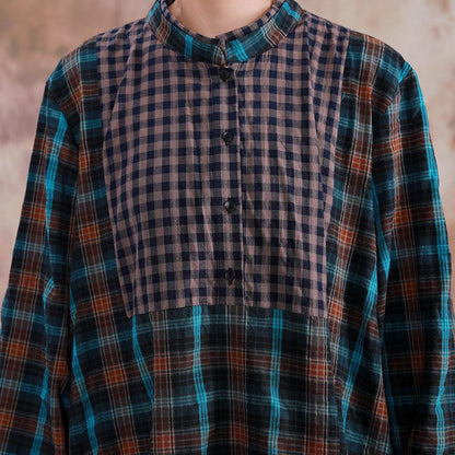 Large Plaid Stitching Small Plaid Casual Dress