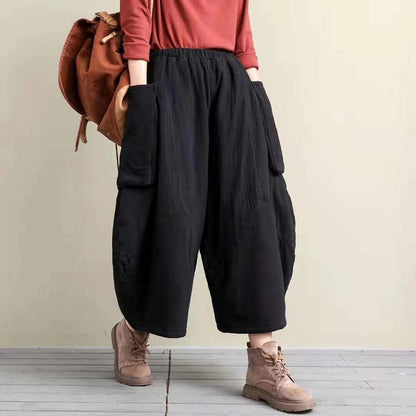 Large Pocket Casual Loose Thick Warm Pants