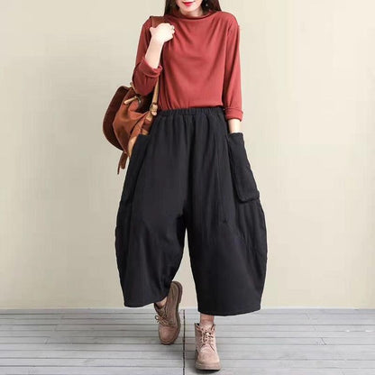 Large Pocket Casual Loose Thick Warm Pants