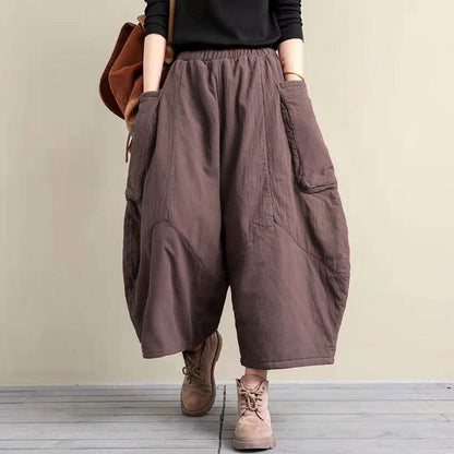 Large Pocket Casual Loose Thick Warm Pants