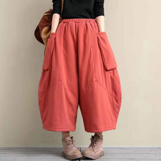 Large Pocket Casual Loose Thick Warm Pants