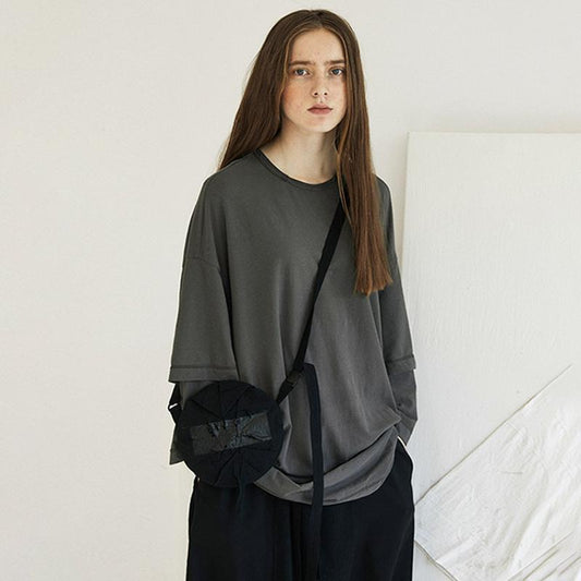 Layered Sleeve Pure Color Casual Shirt